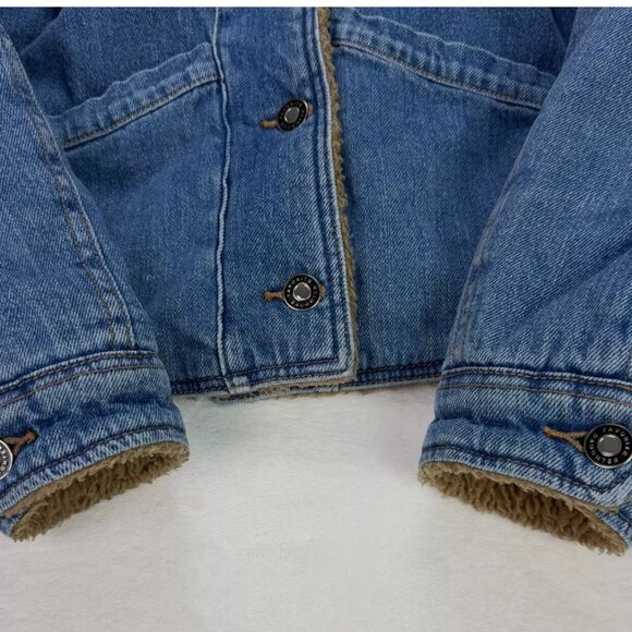 Favorite Daughter Bridget Crop Denim Bomber Jacket Sherpa Lined Concord Relaxed - Picture 11 of 16